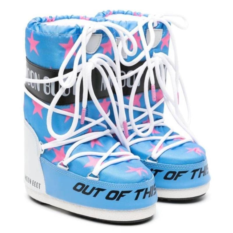 Vysoké zimné topánky MOON BOOT ICON RETROBIKER, 002 pink stars 2
