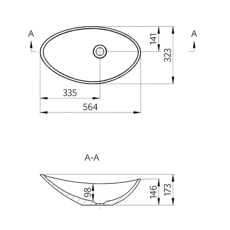 SAPHO - ROSSETA umývadlo na dosku 56,4x32,3cm, liaty mramor, biela RS564 4