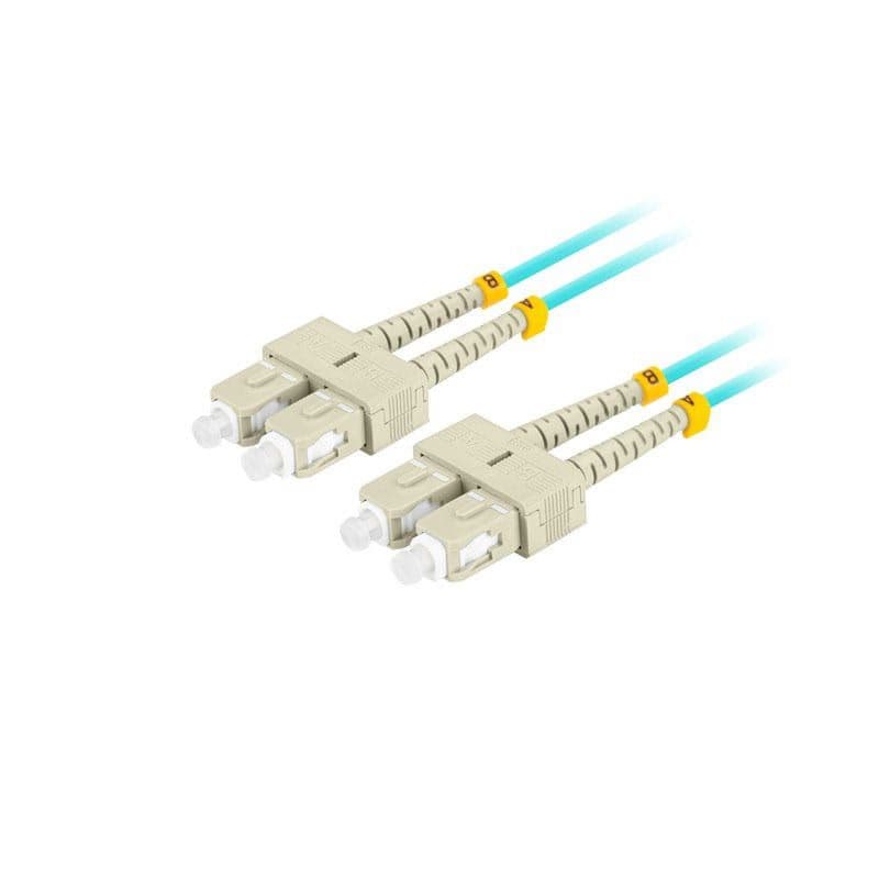 LANBERG optický patch cord MM SC/UPC-SC/UPC duplex 2m LSZH OM3 50/125 priemer 3mm, farba cyan 1