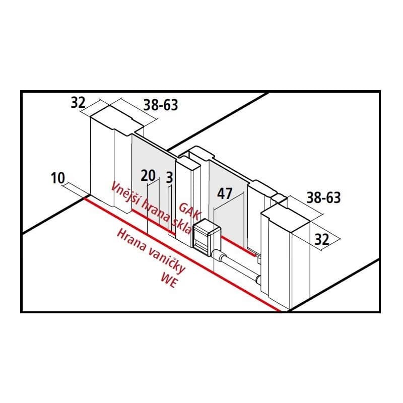 Kermi Posuvné dvere Cada XS D2L 1200x2000 1160-1210 STR.LESK číre+Clean CKD2L12020VPK 4