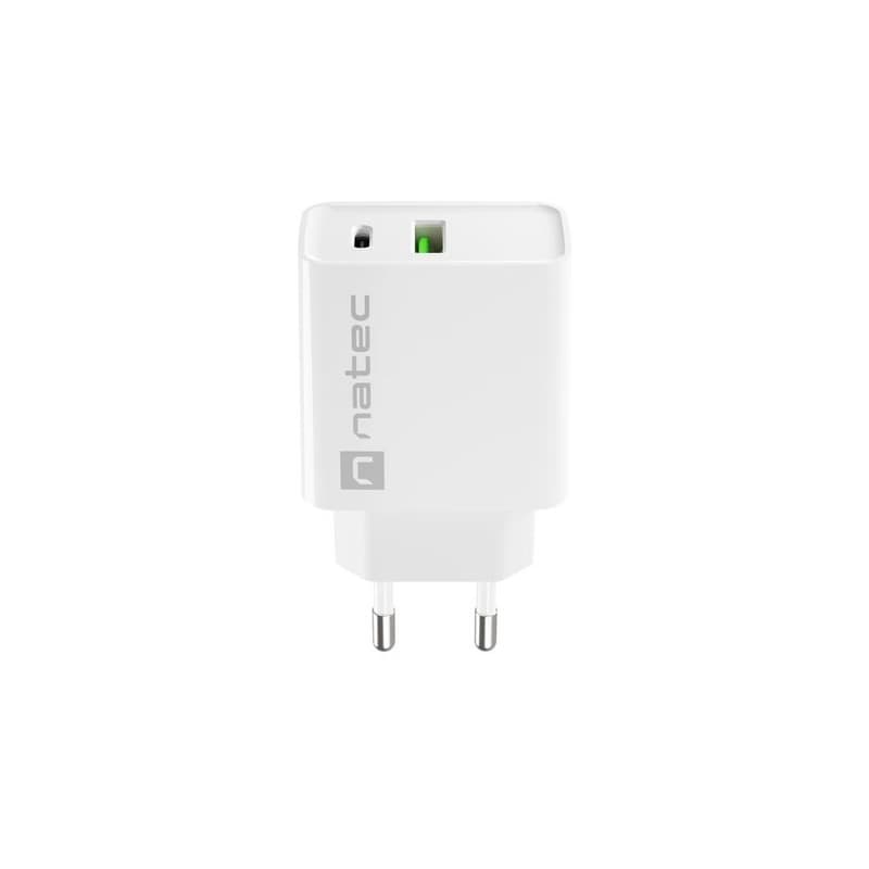 Univerzálna nabíjačka Natec RIBERA 20W 1X USB-A + 1X USB-C, biela 1