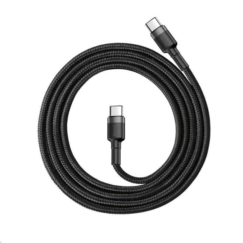 Baseus Cafule Series nabíjací / dátový kábel USB-C na USB-C PD2.0 60W Flash 2m, šedá-čierna 2