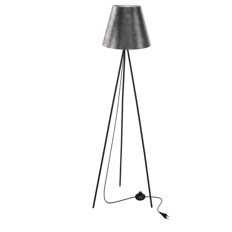 Stojaca lampa PLATINO čierna 1x40W E27 strieborné tienidlo 1