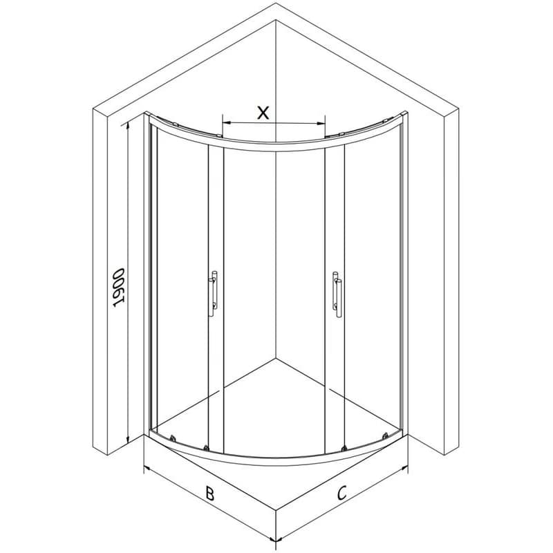 MEXEN - Rio štvrťkruhový sprchovací kút 80x80, sklo transparent, chróm 863-080-080-01-00 5
