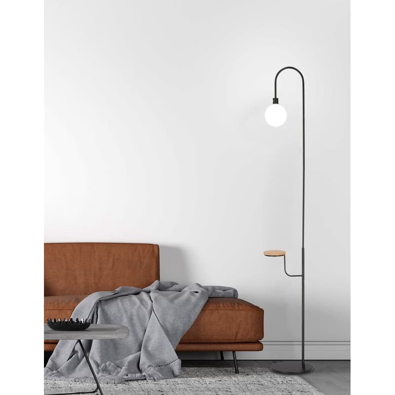 Stojaca lampa čierna polica 173 cm Vanity
