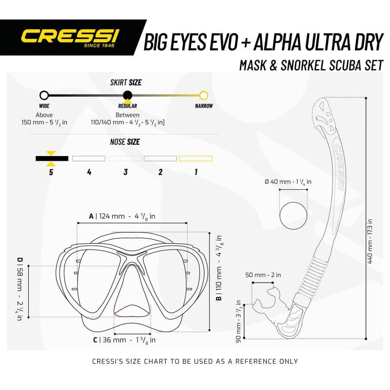 Potápačský šnorchlovací set CRESSI BIG EYES EVOLUTION+ALPHA UD COMBO BLACK BLUE 4