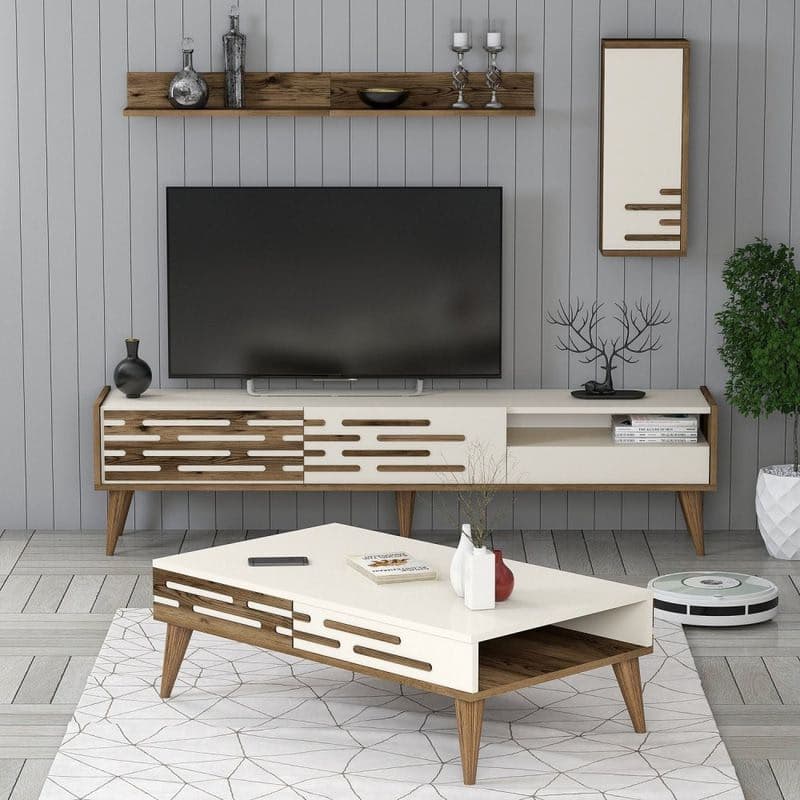 Living Room Furniture Set Valensiya - Walnut, Cream 1
