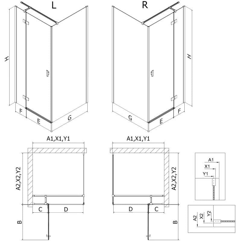 MEXEN/S - Mist HT sprchovací kút dvere krídlové pravá 70 x 75, transparent, čierna 8A5T-070-075-70-00-P 6