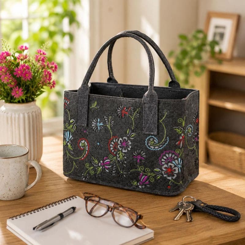 Nákupná taška Floral, tmavošedá 1