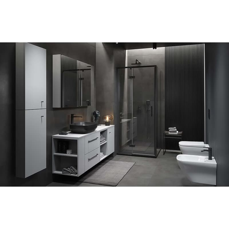 CERSANIT/S - Sprchovací kút LARGA 90x80 čierny, ľavý, číre sklo S932-128/80 2