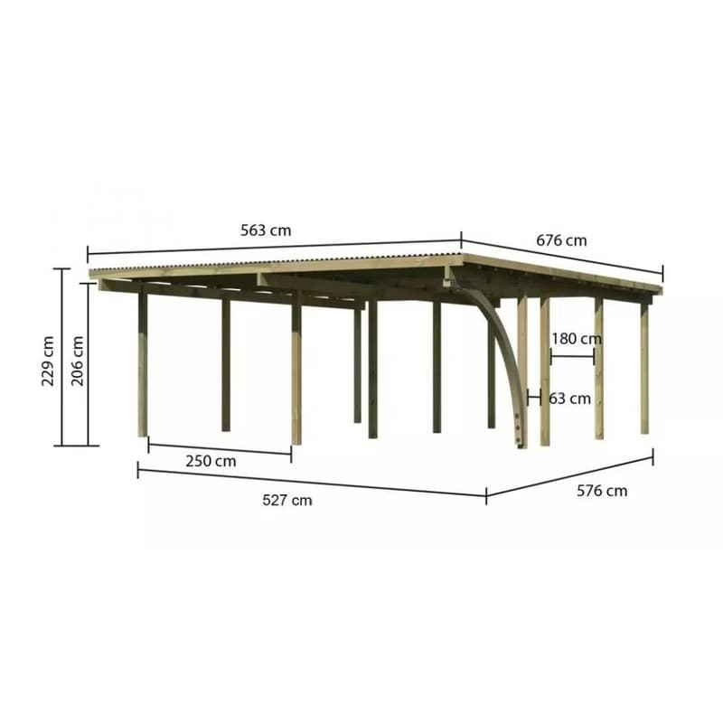 Drevený dvojitý prístrešok / carport ECO 2B Lanitplast 4