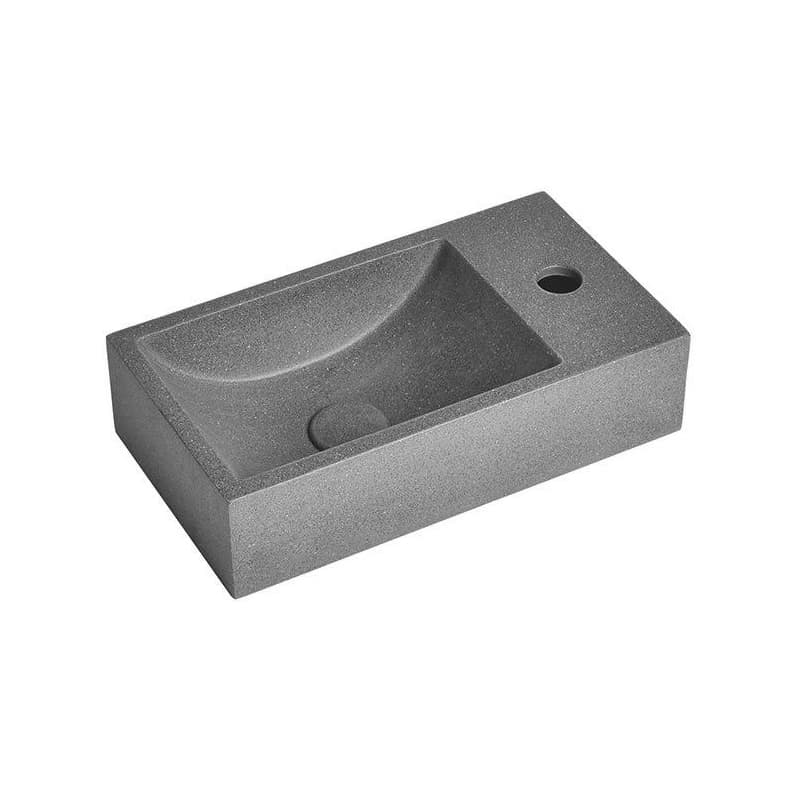 SAPHO - CREST R betónové umývadlo vrátane výpuste, 40x22cm, čierny granit AR409 1