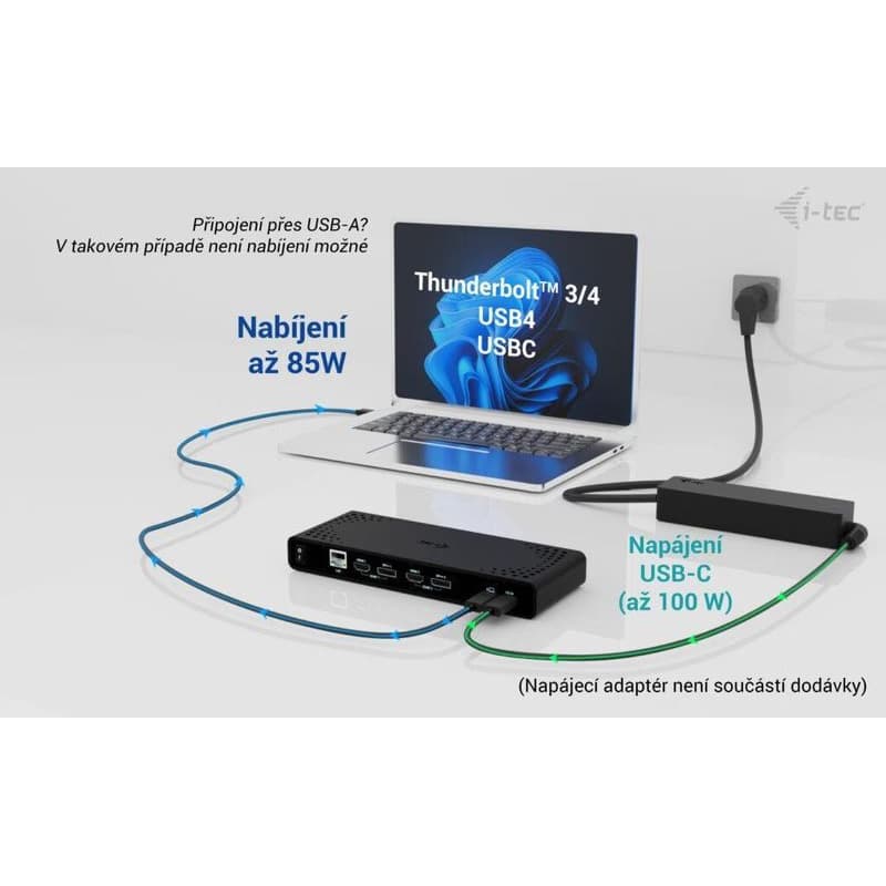 i-tec Universal Dual 4K Display Docking Station, Power Delivery 85W 5