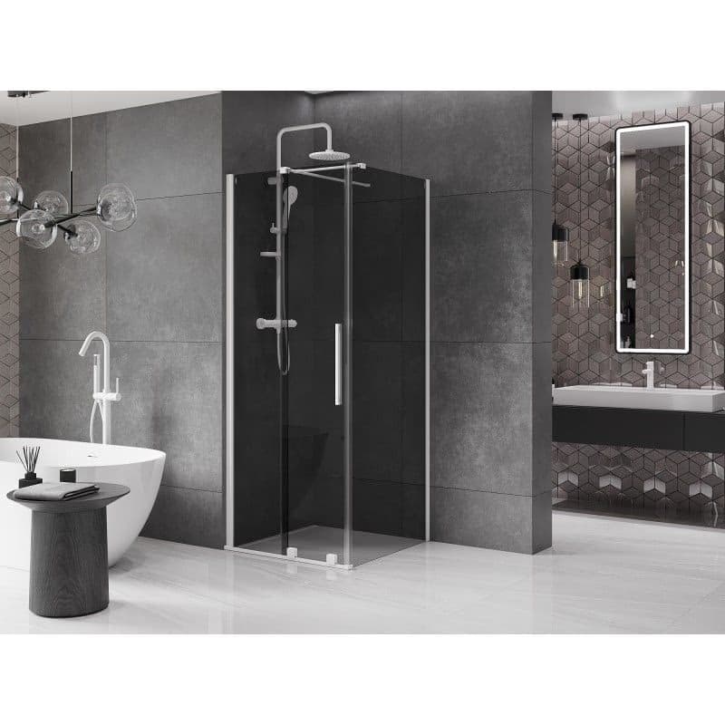 MEXEN/S - Velár sprchovací kút, posuvné dvere 90 x 90, grafit, biela 871-090-090-41-20 2
