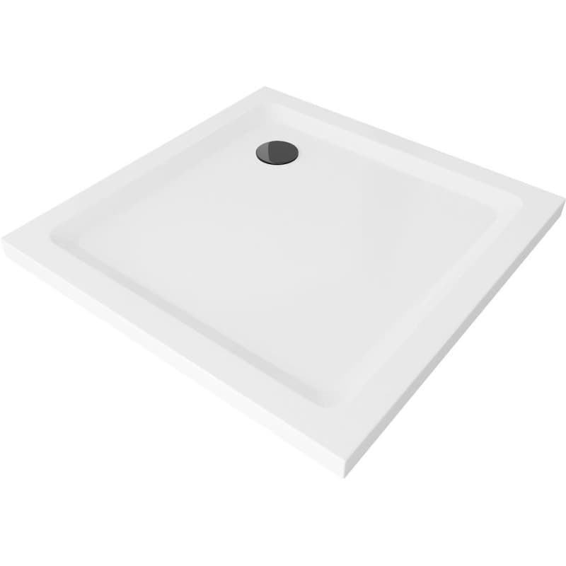 MEXEN/S - Flat sprchová vanička štvorcová slim 90 x 90, biela + čierny sifón 40109090B 1
