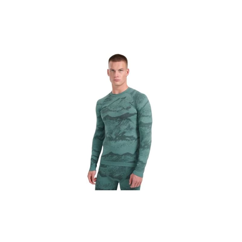 Pánske termo tričko s dlhým rukávom 4F SEAMLESS UNDERWEAR M227-WAW25USEAM227-44A-OLIVE ALLOVER