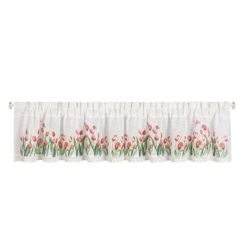 ArtFir Záclona STELLA P | biela s tulipánmi 150 x 30 cm 2