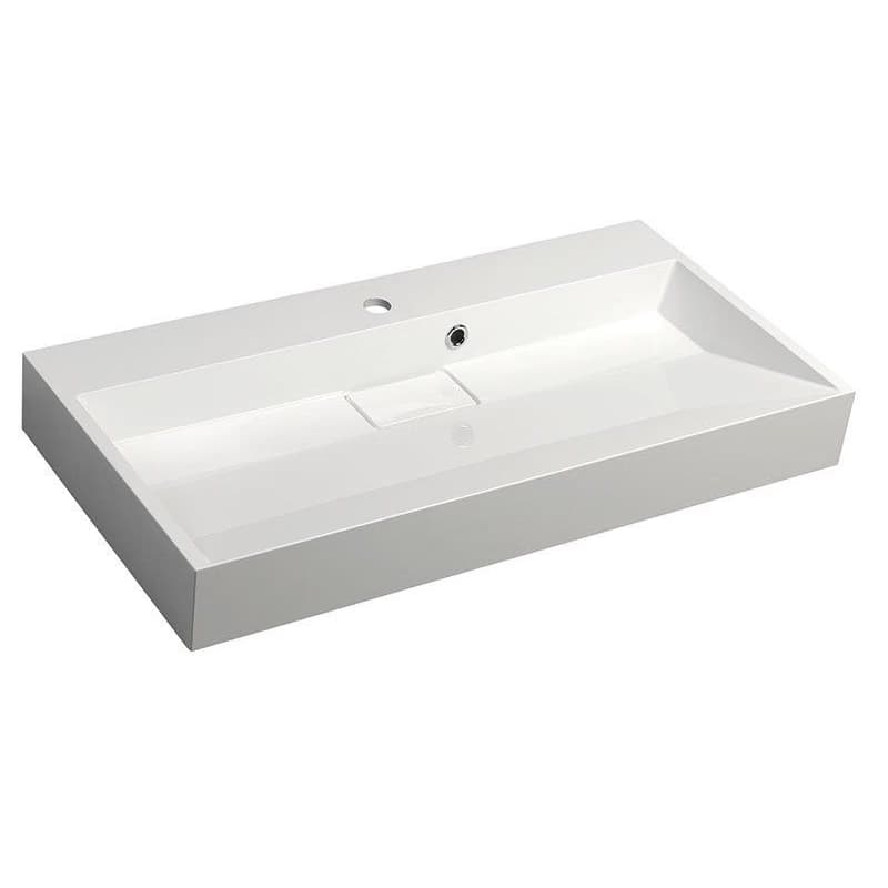 SAPHO - AMUR umývadlo vrátane krytu výpuste 90x46cm, liaty mramor, biela 55032 1
