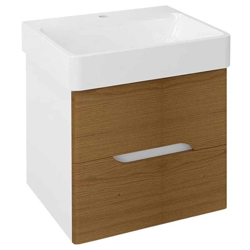 SAPHO - MEDIENA umývadlová skrinka 56x51x48,5cm, biela matná/dub natural MD062