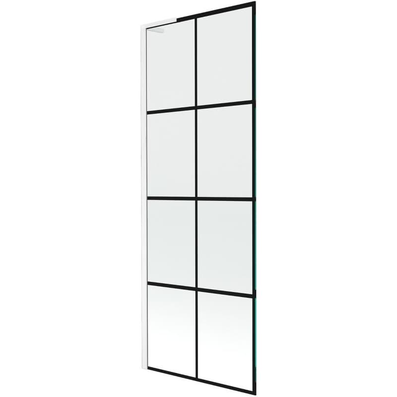 MEXEN/S - Next L vaňová zástena FIX 70 x 150, čierna vzor, biela 895-070-000-03-77-20
