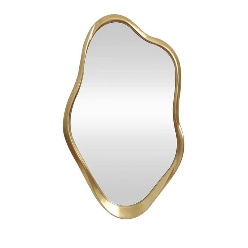 Estila Glamour zlaté závesné zrkadlo Elara v nepravidelnom organickom tvare s plastickým rámom 100 cm