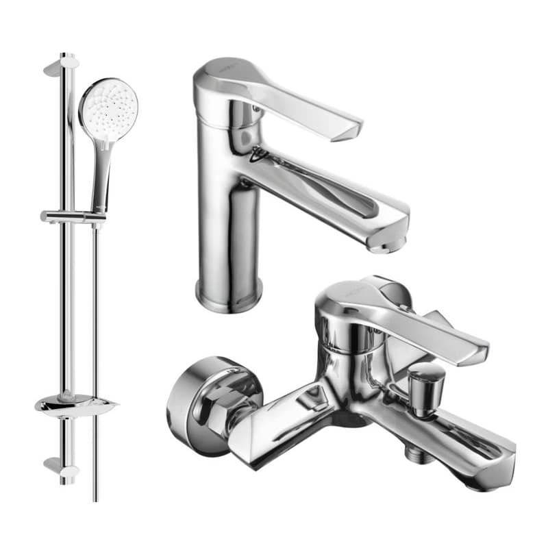 MEXEN/S - Saber DB74 Set umývadlové a vaňové batérie s príslušenstvom, chróm 72103DB74-00