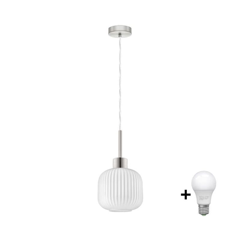 Eglo LED závesné svietidlo na lanku HARMA 1xE27/60W/230V pr. 20 cm matný chróm/biela 1xEG32515+1xNSLA55459 1