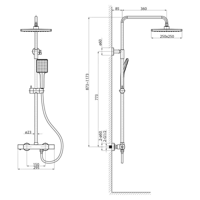 SAPHO - Sprchový stĺp s termostatickou batériou, čierna mat KJ639 3