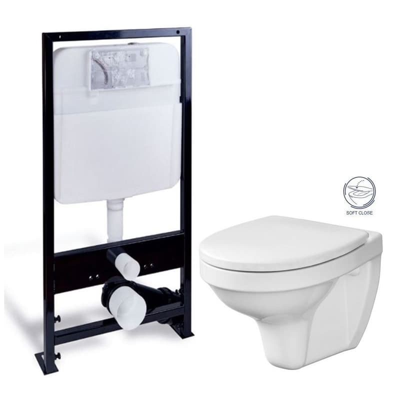 PRIM predstenový inštalačný systém bez tlačidla + WC CERSANIT DELFI + SOFT SEDADLO PRIM_20/0026 X DE2