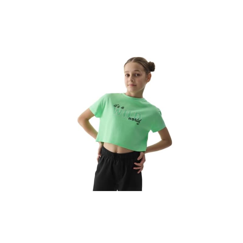 Dievčenské tričko s krátkym rukávom 4F JUNIOR TSHIRT-4FJWSS24TTSHF1144-42N-LIGHT GREEN NEON