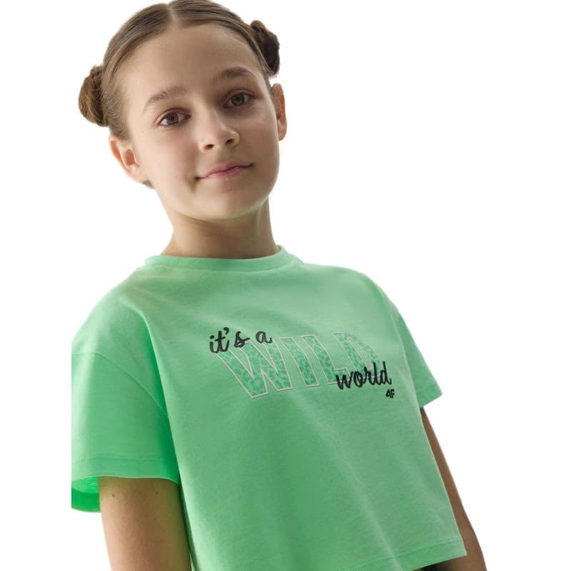 Dievčenské tričko s krátkym rukávom 4F JUNIOR TSHIRT-4FJWSS24TTSHF1144-42N-LIGHT GREEN NEON 3