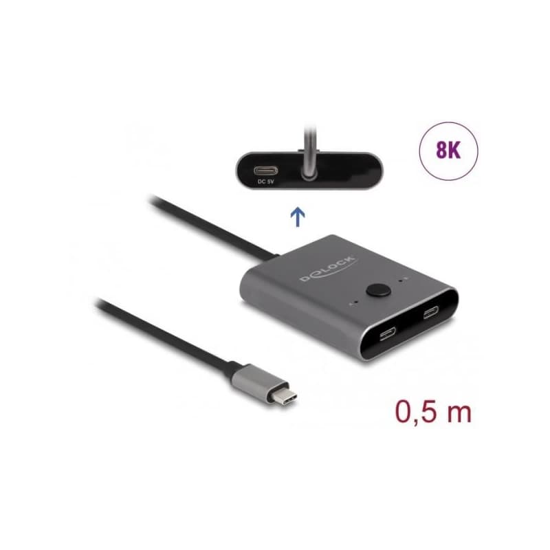 Delock Switch USB 10 Gbps USB Type-C™, 2 na 1, obojsmerný, 8K 1