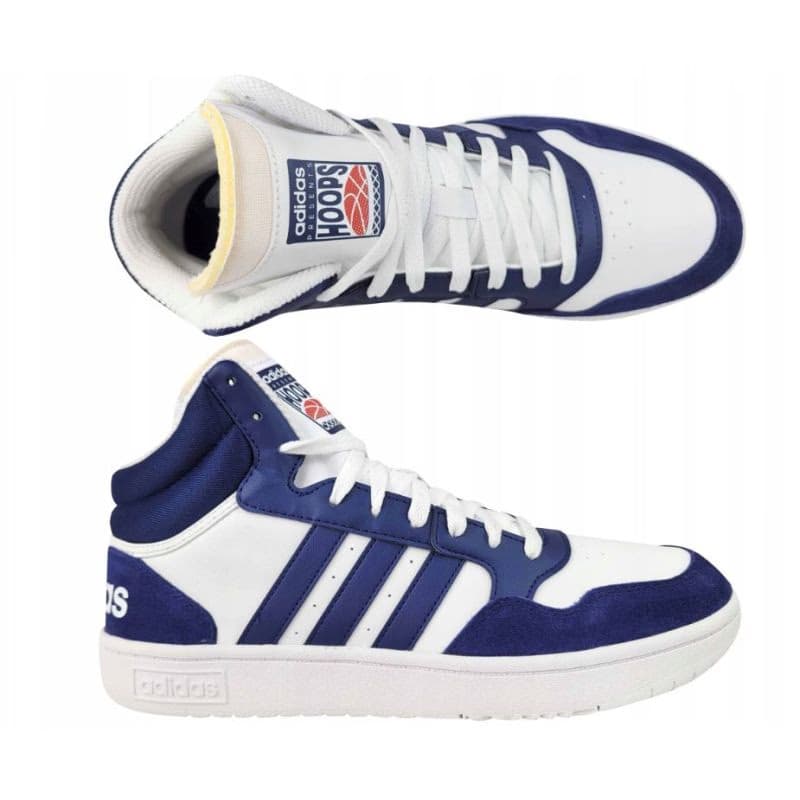 Pánska vychádzková obuv ADIDAS Hoops 3.0 Mid cloud white dark blue dark blue 6