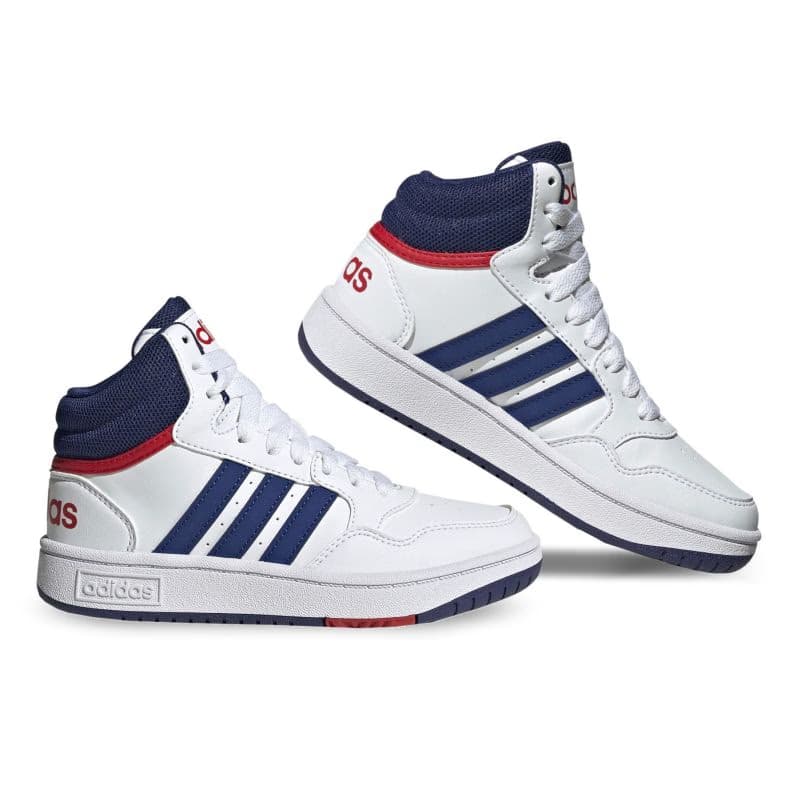 Chlapčenská rekreačná obuv ADIDAS Hoops 3.0 Mid cloud white victory blue better scarlet 4