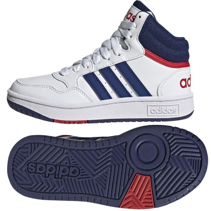 Chlapčenská rekreačná obuv ADIDAS Hoops 3.0 Mid cloud white victory blue better scarlet 6