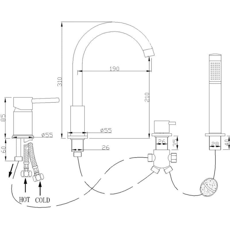 MEXEN - Batérie na vaňu Alma, chróm 75032-00 2