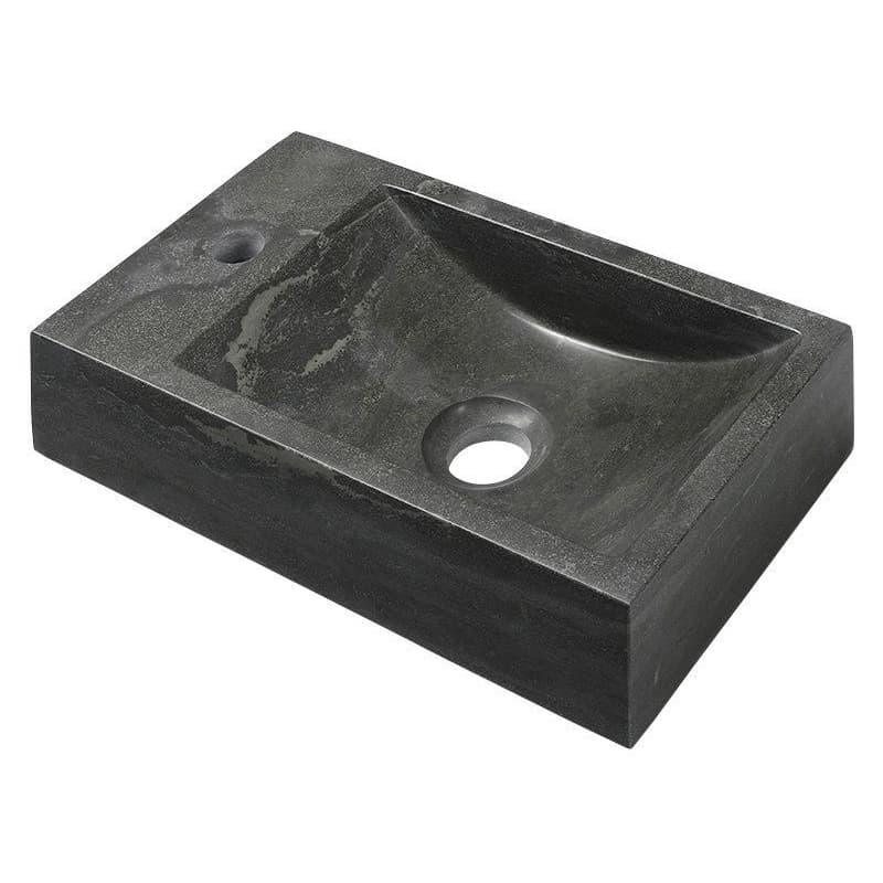 SAPHO - BLOK kamenné umývadlo 40x22cm, batéria vľavo, čierny Antracit 2401-38