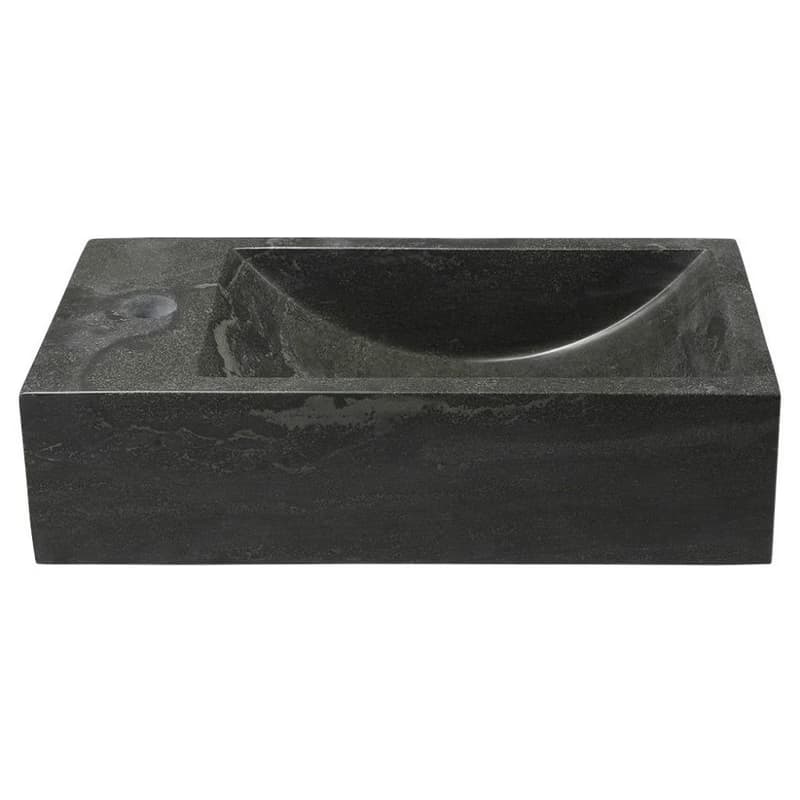 SAPHO - BLOK kamenné umývadlo 40x22cm, batéria vľavo, čierny Antracit 2401-38 2