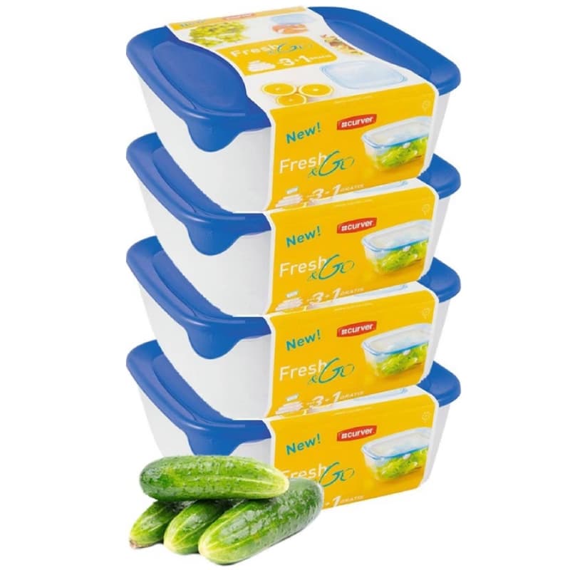 CURVER Sada dóz na potraviny FRESH & GO 2,9L+1,7L+0,8L+0,25L | transparentná / modrá 2