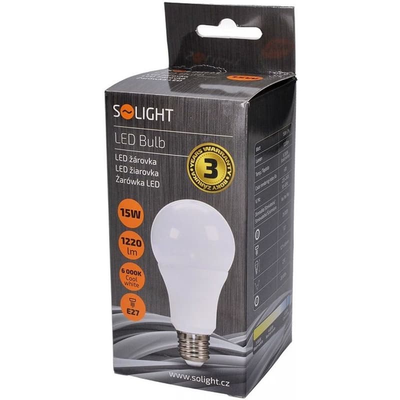 Solight LED žiarovka, klasický tvar, 15W, E27, 6000K, 220 °, 1275lm 6