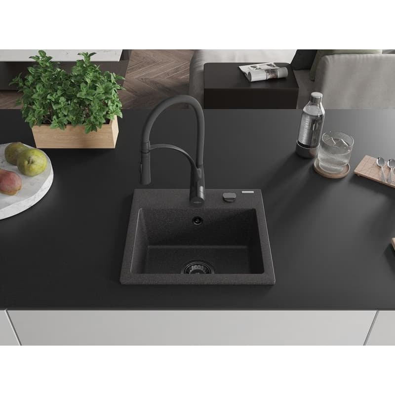MEXEN/S MEXEN/S - Milo granitový drez 1-miska vrátane batérie Aster, čierna kropenatá 6505-76-73450-70-B 3