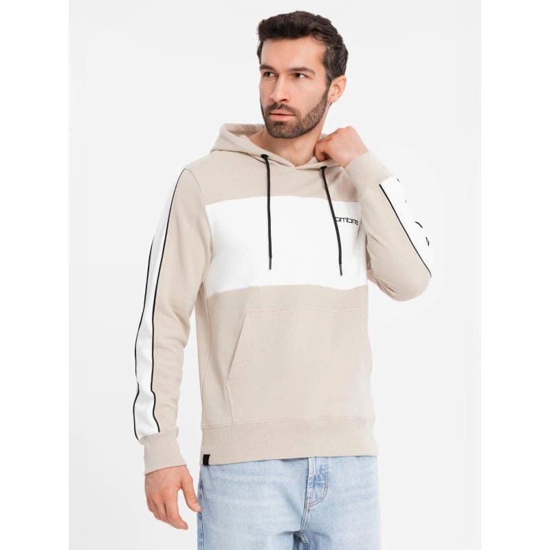 Pánska mikina s kapucňou OMBRE Sweatshirt OM-SSNZ-0225 V-2 beige 2