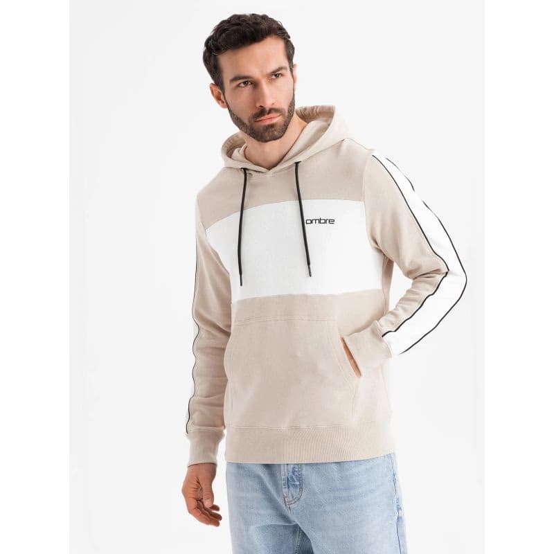 Pánska mikina s kapucňou OMBRE Sweatshirt OM-SSNZ-0225 V-2 beige 3