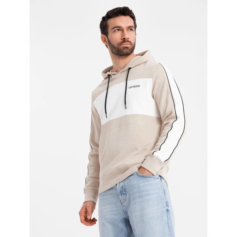 Pánska mikina s kapucňou OMBRE Sweatshirt OM-SSNZ-0225 V-2 beige 4