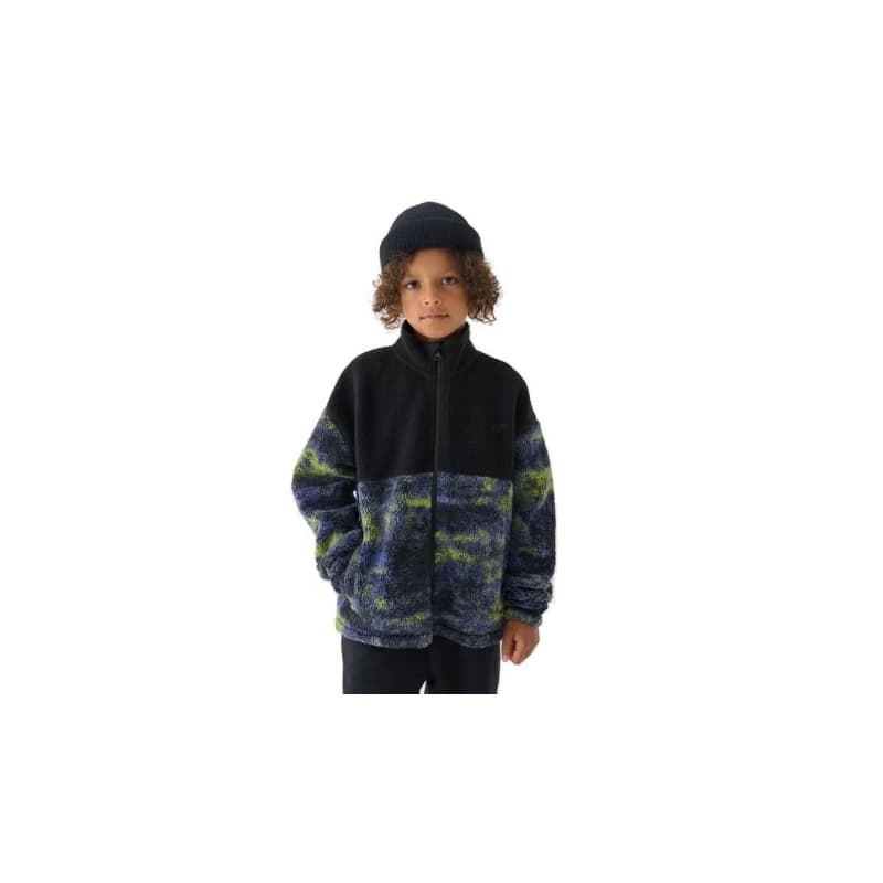 Chlapčenská flisová mikina so zipsom 4F JUNIOR FLEECE-JWAW24TFLEM246-20S-DEEP BLACK 1