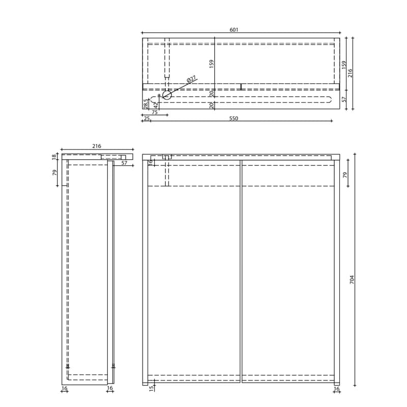 AQUALINE - KAWA STRIP Galérka s LED osvetlením 60x70x22cm, biela WGL60S 5