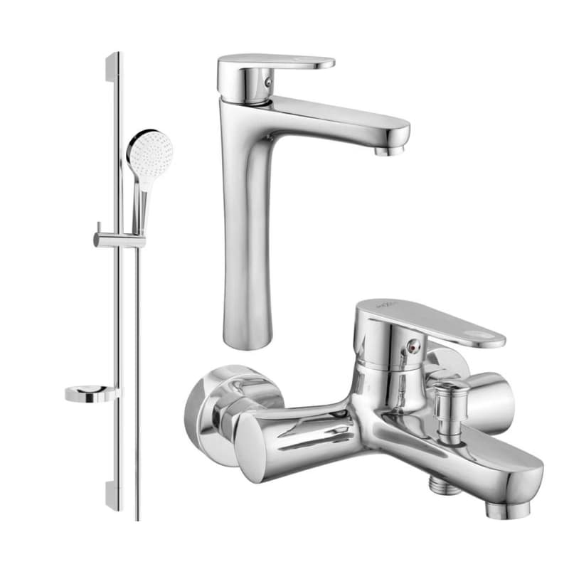 MEXEN/S - Kama DS05 Set umývadlové a vaňové batérie s príslušenstvom, chróm 72513DS05-00 1