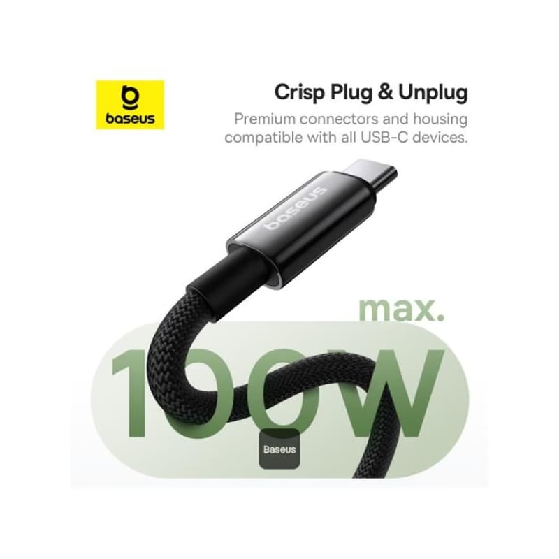 Baseus dátový magnetický kábel Tungsten Gold USB-C/USB-C 1m 100W čierny 2