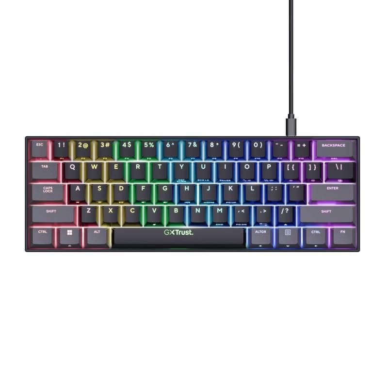 TRUST klávesnica GXT 867 ACIRA, 60%, Herná Klávesnica, USB, USB-C, US 3