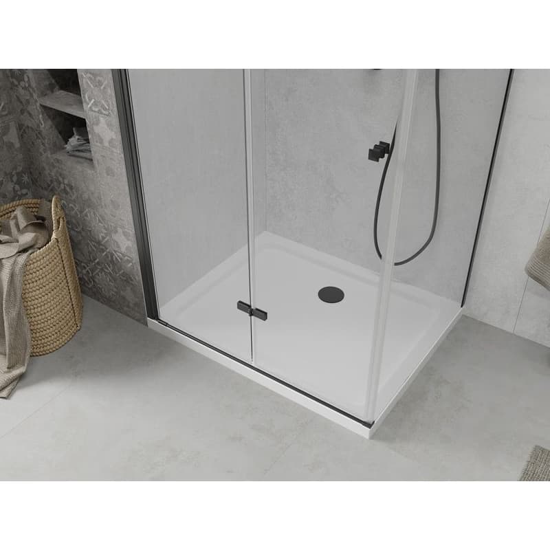 MEXEN/S - Lima sprchovací kút 90x110, transparent, čierna + biela vanička so sifónom 856-090-110-70-00-4010B 5